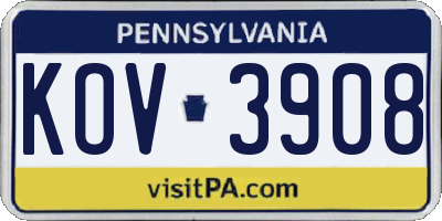 PA license plate KOV3908
