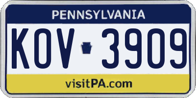 PA license plate KOV3909
