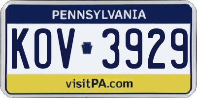 PA license plate KOV3929
