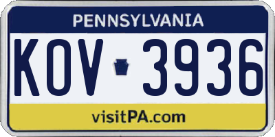 PA license plate KOV3936