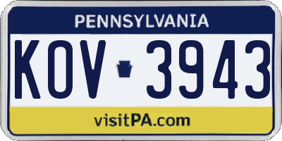 PA license plate KOV3943