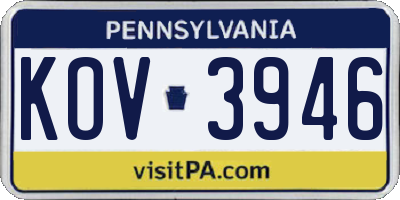 PA license plate KOV3946