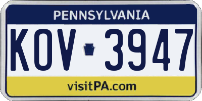 PA license plate KOV3947