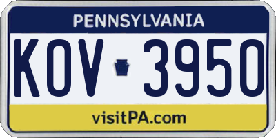 PA license plate KOV3950