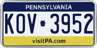 PA license plate KOV3952