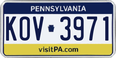 PA license plate KOV3971