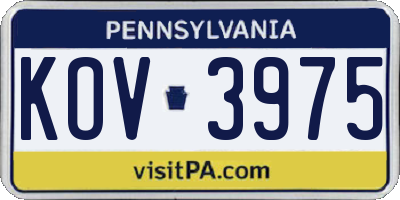 PA license plate KOV3975