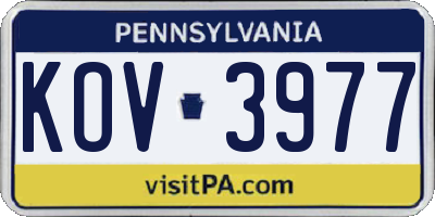 PA license plate KOV3977