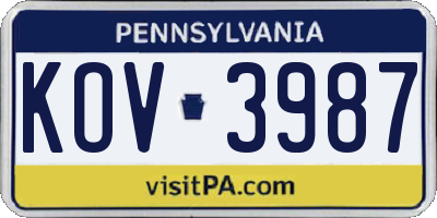 PA license plate KOV3987