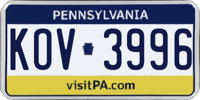 PA license plate KOV3996