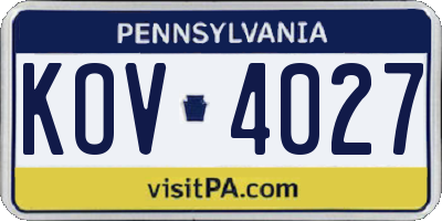 PA license plate KOV4027