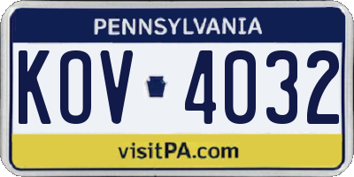 PA license plate KOV4032