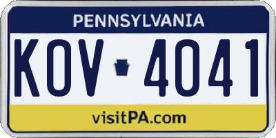 PA license plate KOV4041