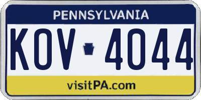 PA license plate KOV4044