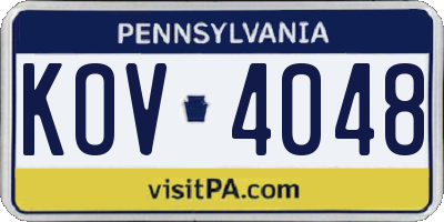 PA license plate KOV4048