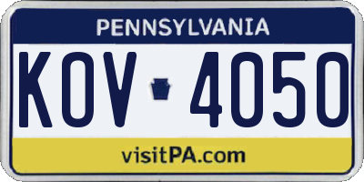 PA license plate KOV4050