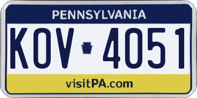 PA license plate KOV4051