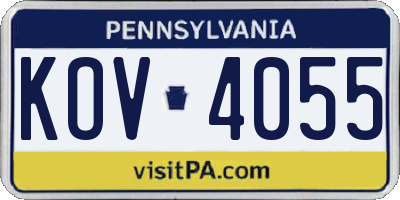 PA license plate KOV4055
