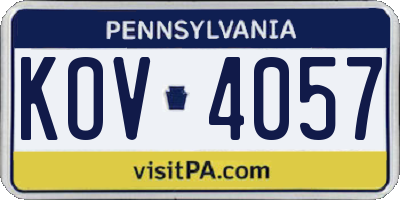 PA license plate KOV4057