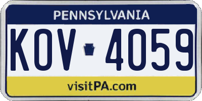 PA license plate KOV4059