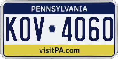 PA license plate KOV4060