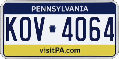 PA license plate KOV4064