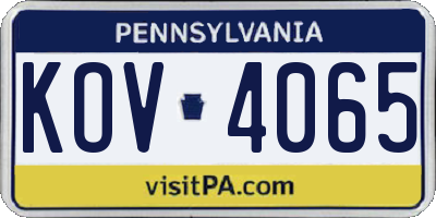 PA license plate KOV4065