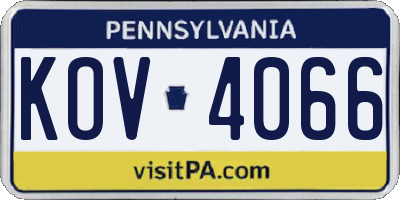 PA license plate KOV4066