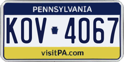 PA license plate KOV4067