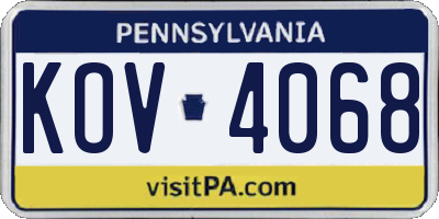 PA license plate KOV4068