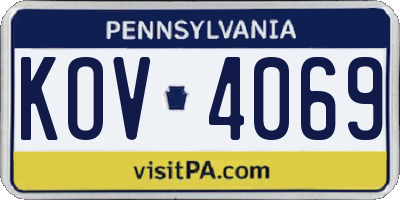 PA license plate KOV4069