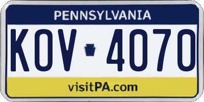 PA license plate KOV4070