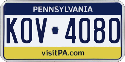 PA license plate KOV4080