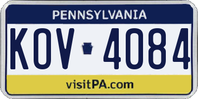 PA license plate KOV4084