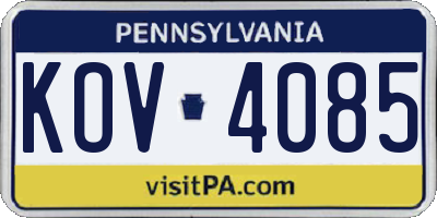 PA license plate KOV4085