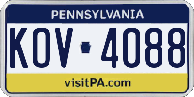 PA license plate KOV4088