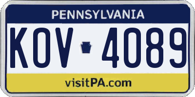 PA license plate KOV4089
