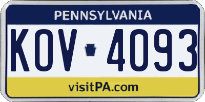 PA license plate KOV4093