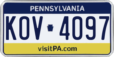 PA license plate KOV4097