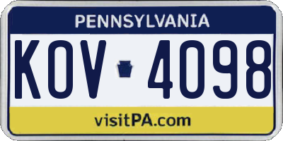 PA license plate KOV4098
