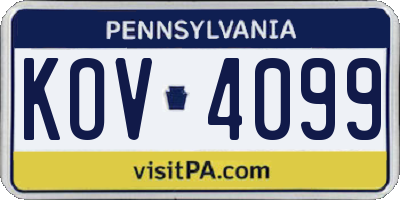 PA license plate KOV4099