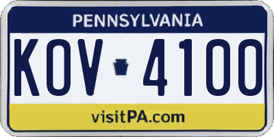 PA license plate KOV4100