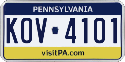 PA license plate KOV4101