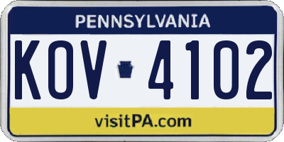PA license plate KOV4102