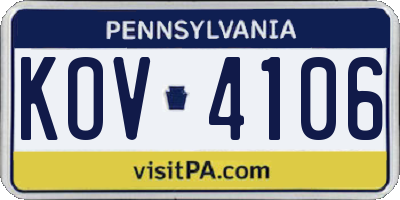 PA license plate KOV4106