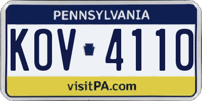 PA license plate KOV4110