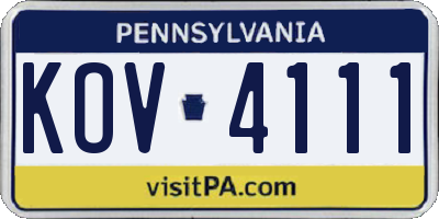 PA license plate KOV4111