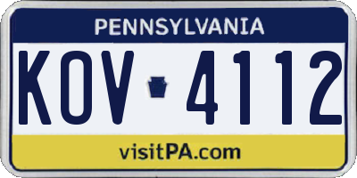 PA license plate KOV4112