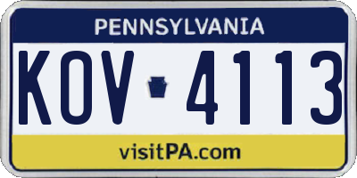 PA license plate KOV4113
