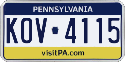 PA license plate KOV4115